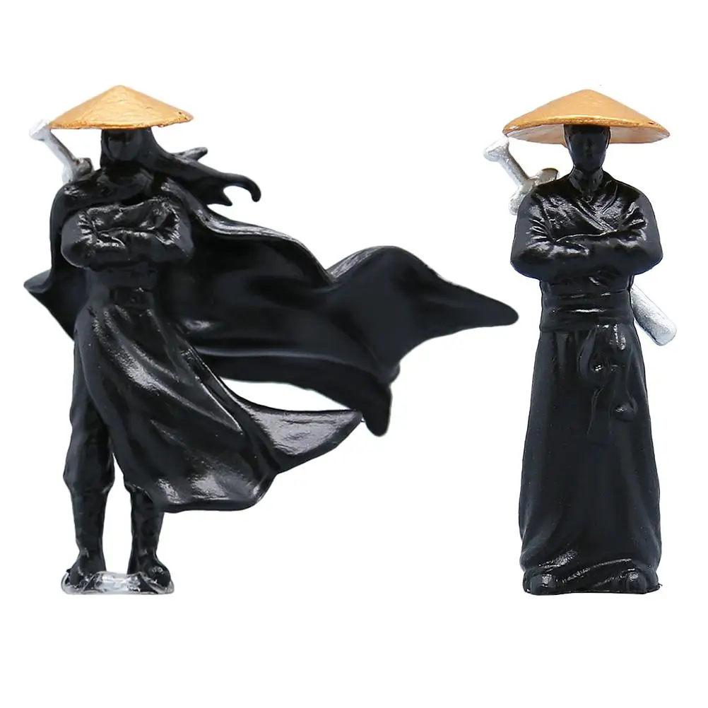 2 Pcs Rockery Chivalrous Trinkets Office Terrarium Samurai Aquarium Decor Plastic Mini Ninja Figurine Home