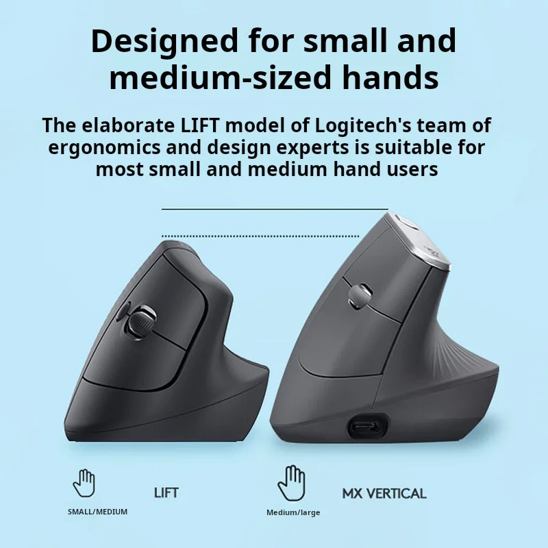 Logitech Lift Ergonomic Bluetooth Wireless Mouse Vertical Mouse Small Business Office 3 Devices Switch In Seconds