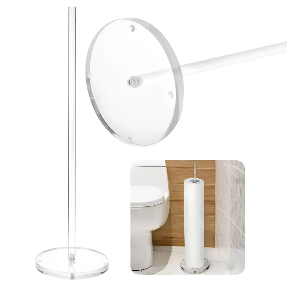 Standing Reserve Tissue Roll Holder Acrylic Toilet Tissue Roll Stand Modern Space Saving for Toilet Spare Rolls Storage