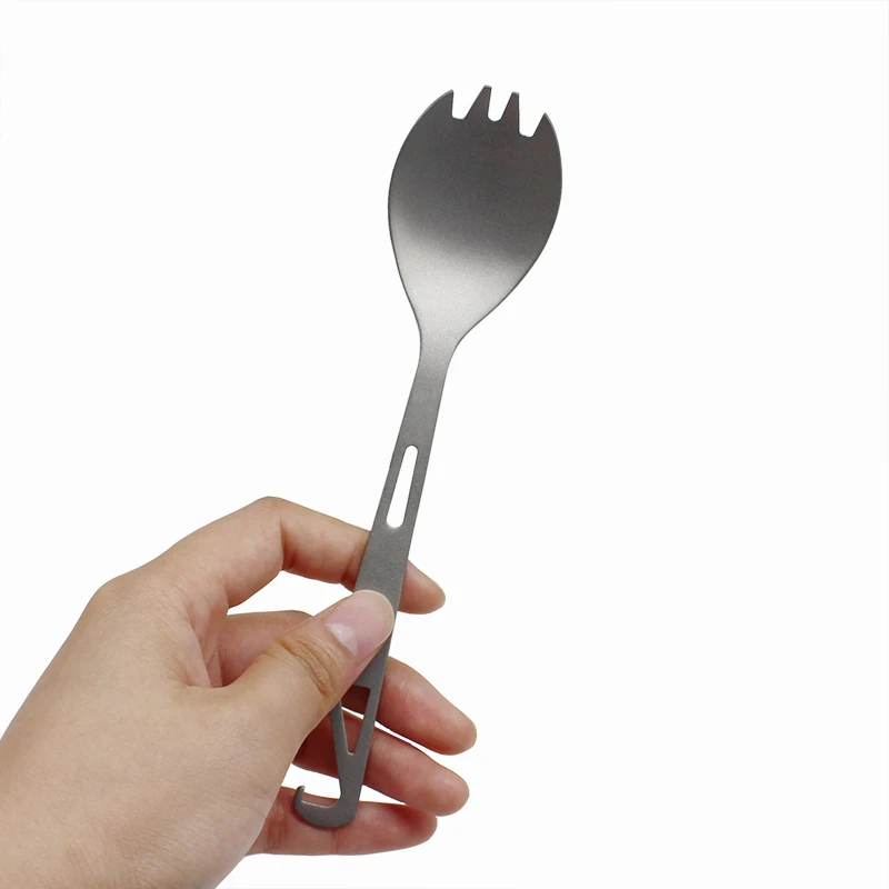 3 In 1 Outdoor Titanium Spoon Camping Tableware Bottle Opener Picnic