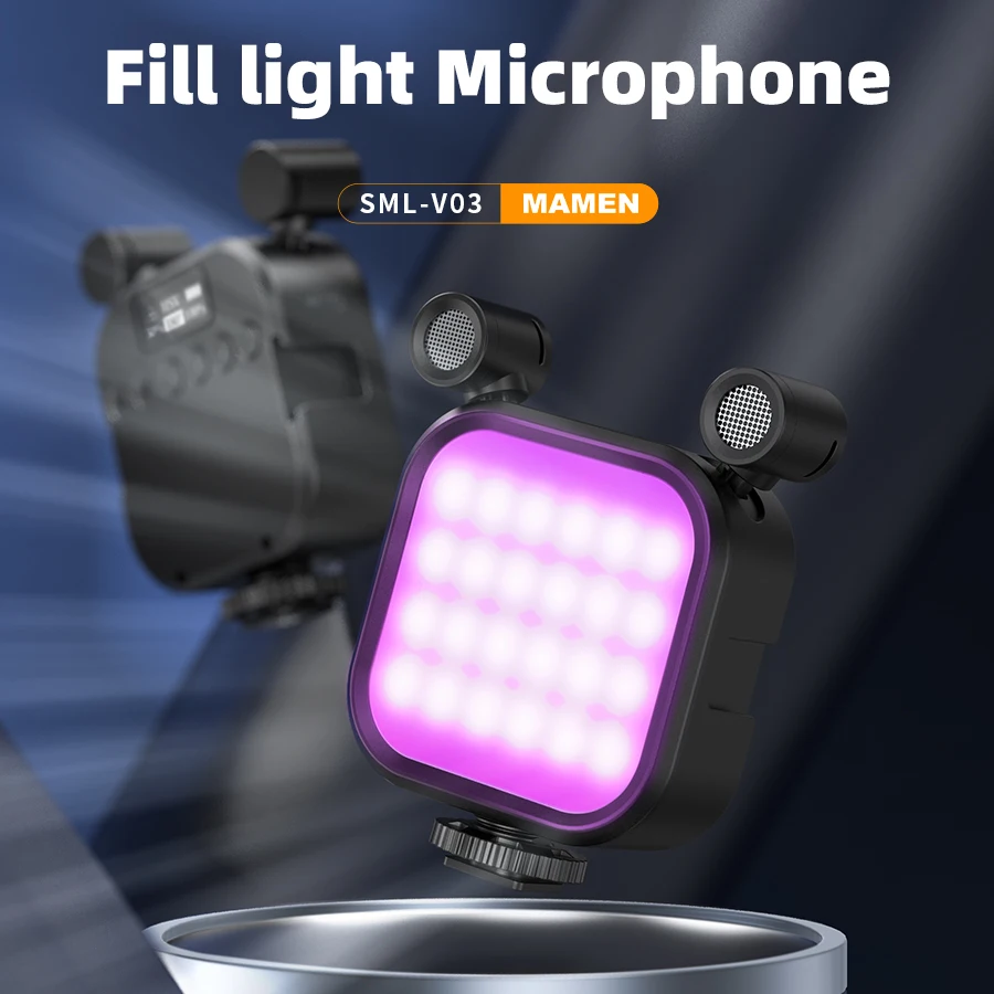 

Slow door mamen new product full-color RGB microphone anchor shooting Vlog video handheld mini microphone