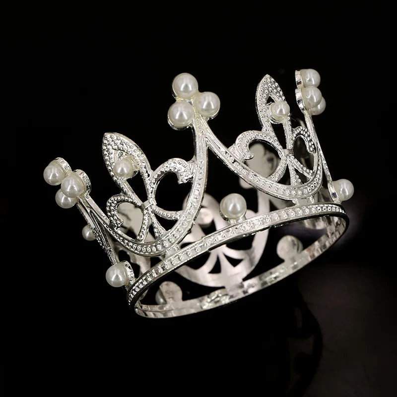 1-16 Stück Mini Krone Kuchen Dekoration Prinzessin Topper Perle Tiara Kinder Haarschmuck für Hochzeit Geburtstags feier Kuchen Dekoration