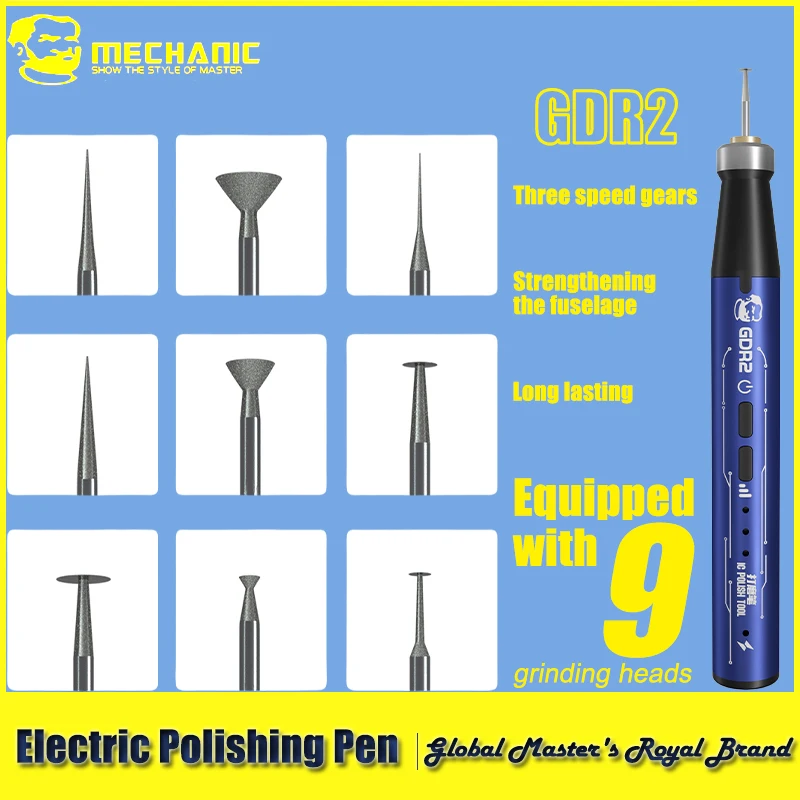 Stylo de polissage électrique multifonction GDR2, pour la réparation de téléphones portables, carte mère PCB IC CPU, outil de stylo de polissage de coupe 1 Stylo de polissage électrique multifonction GDR2, pour la réparation de téléphones portables, carte mère PCB IC CPU, outil de stylo de polissage de coupe 1