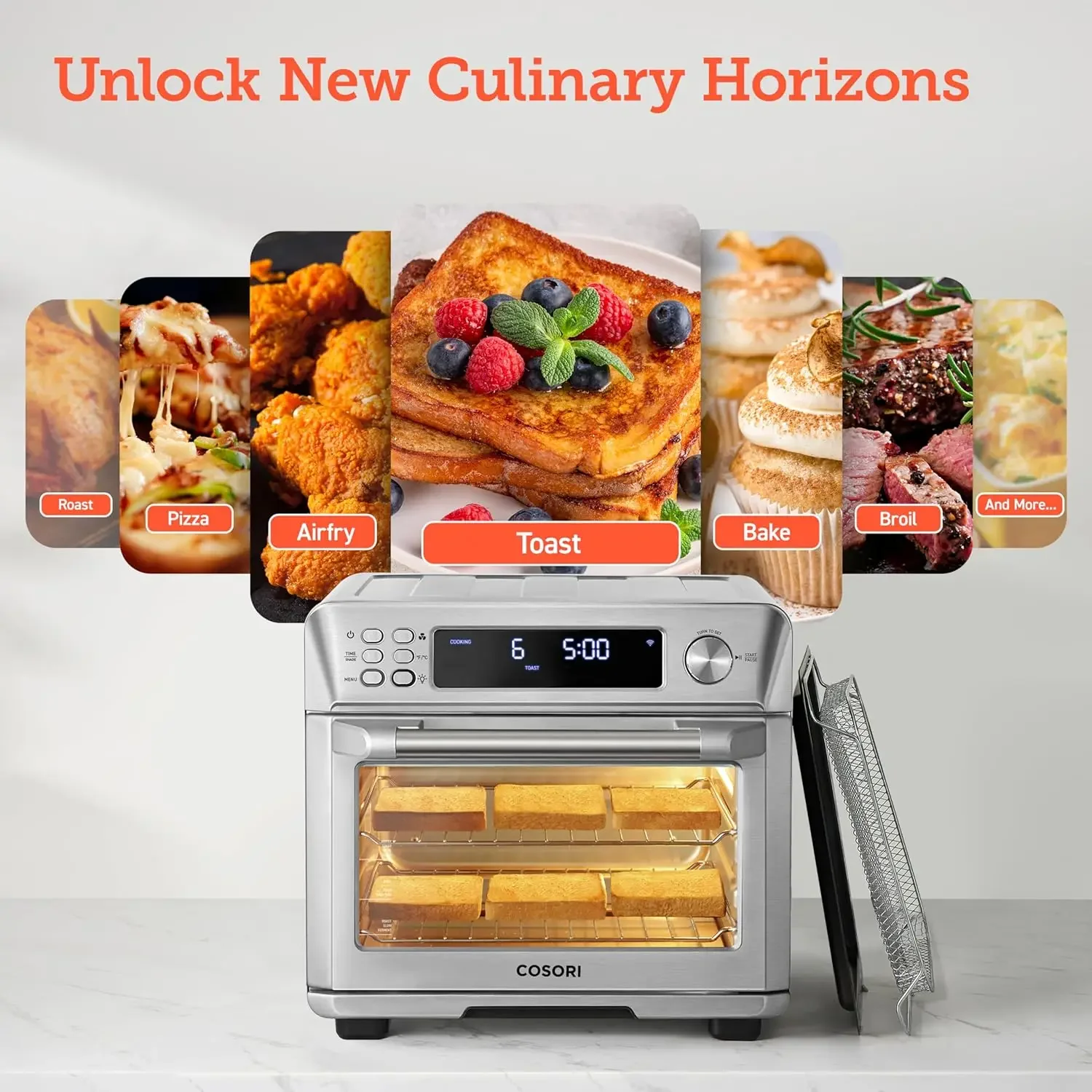 Smart 11-in-1 Air Fryer Toaster Oven Combo, Airfryer Convection Oven Countertop, Bake, Roast, Reheat, Broil, Dehydrate, 94 Recip 5