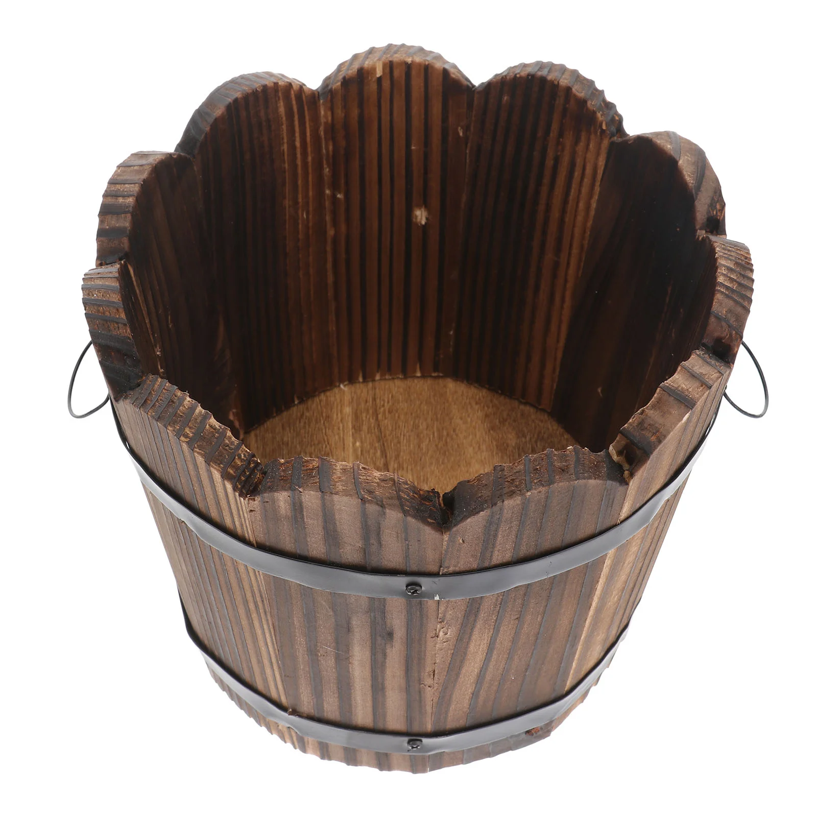 

Faux Outdoor Plants Succulents Pot Solid Wood Carbonized Flower Pottery Big Flowerpot Small
