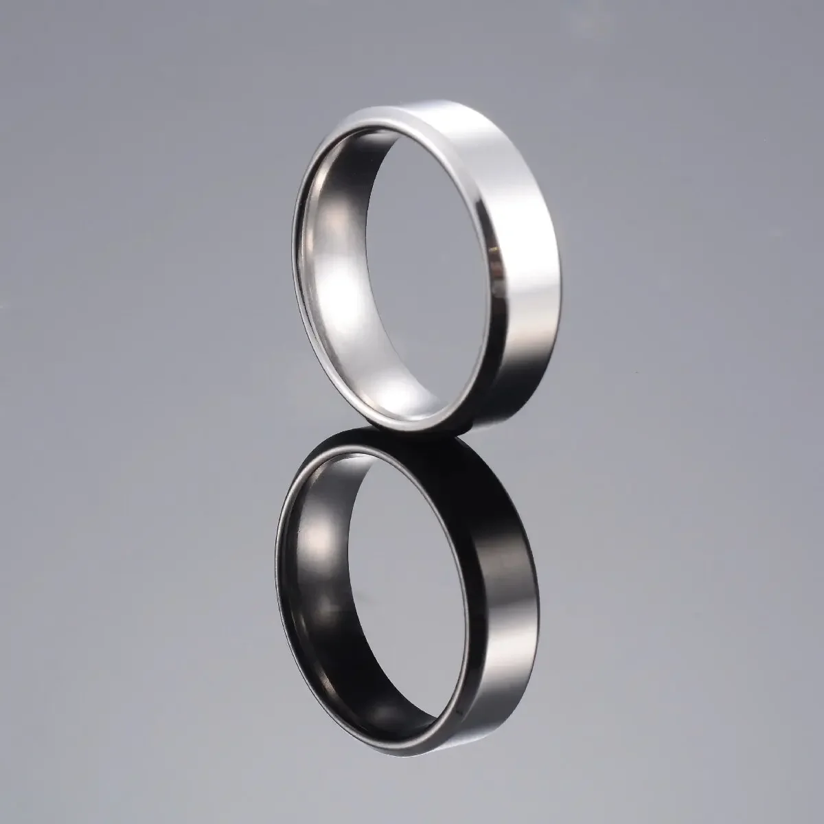 Shiny 6mm Stainless Steel Ring New Fashion Flat Surface Metal Classic Couple Man Jewelry Accessory