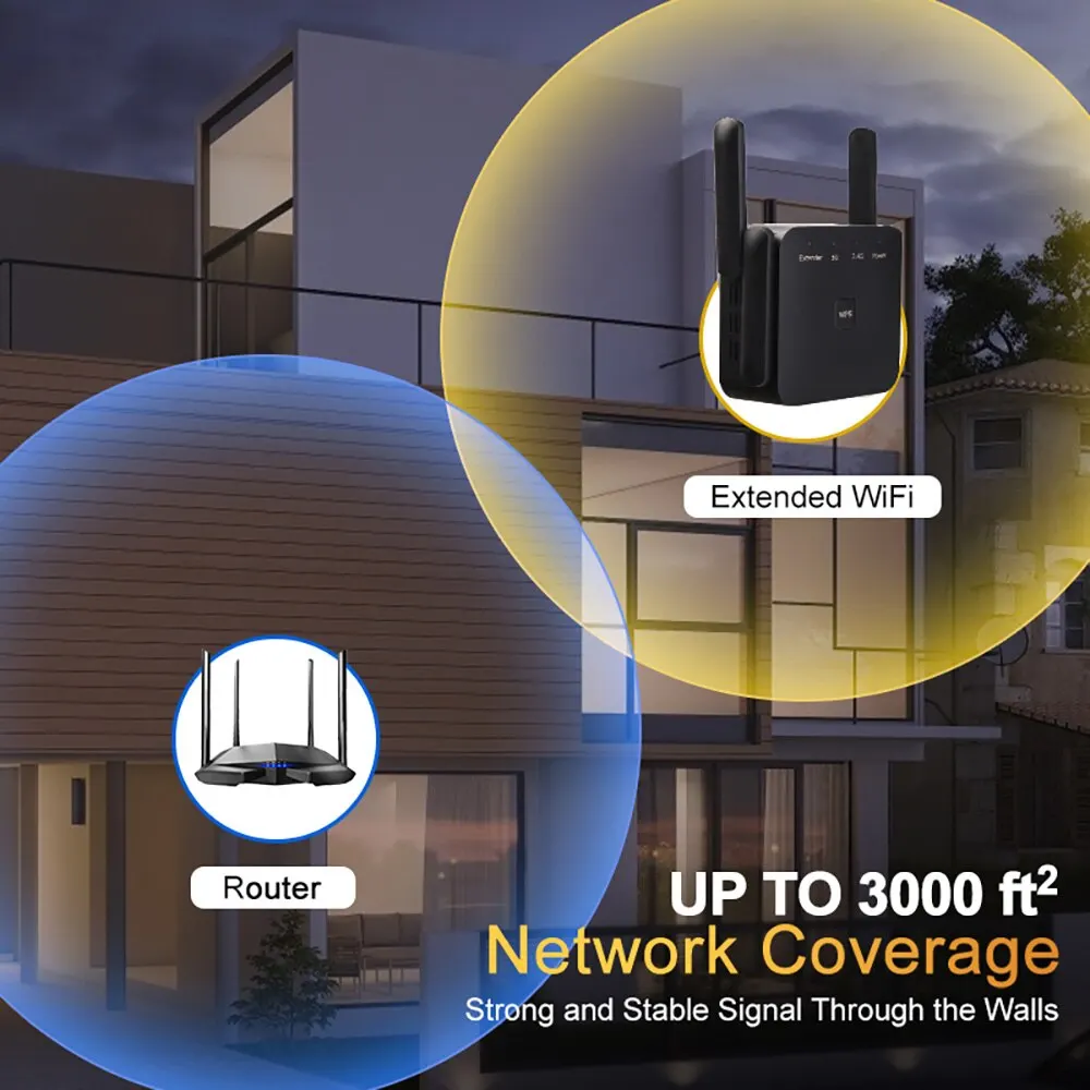 FENVI High-Speed Dual-Band WiFi Extender and Amplifier - Enhanced Long-Range Signal Booster
