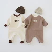 

2022 Spring New Baby Cartoon Romper Cute Bear Letter Print Jumpsuit For Boys Long Sleeve Clothes Girls Casual Romper 0-24M