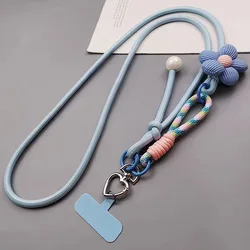 Colorful Woven Adjustable Crossbody Phone Lanyard with Anti - Loss Wrist Strap - Polyester / Nylon (Blue)