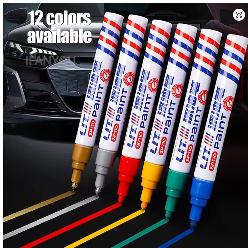 12 Color Auto Paint Car Scratch Repair Pen DIY Tire Tread Waterproof Quick-drying  Metal Paint Pen Marker Oil-based Marker Set 1