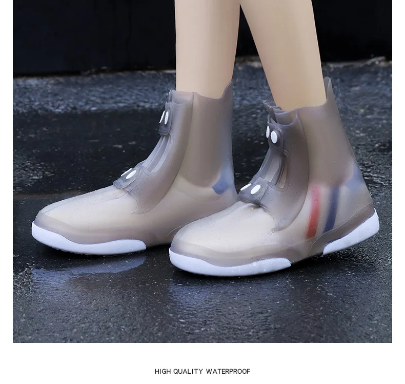 Wasserdichte Schuhüberzüge Wiederverwendbare Silikon-Regenschuh-Schutzhülle Unisex für Männer und Frauen Doppelknopf Großmäuliger Schuh-Wasserschutz – Detail 10
