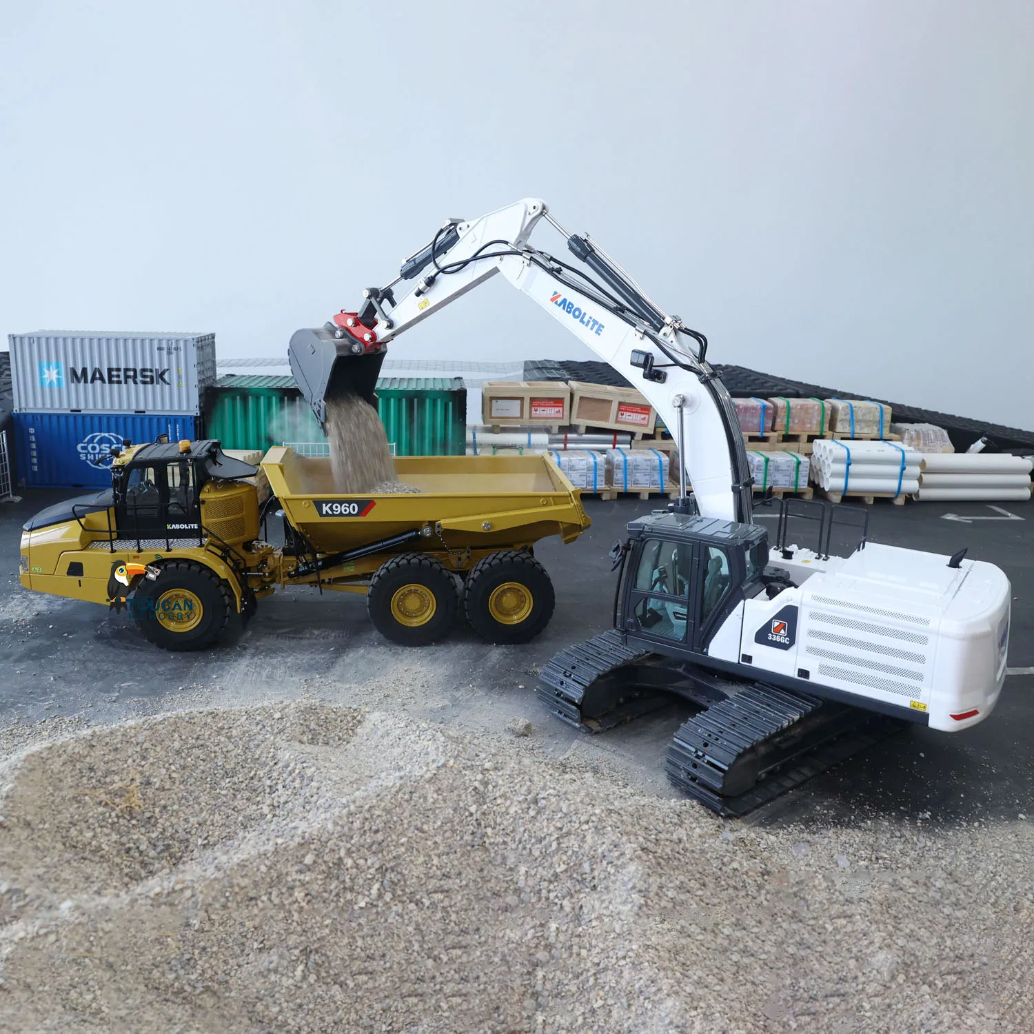 KABOLITE K960 RC Articulated Truck RTR 1/20 Hydraulic Metal 6x6 Remote Control Dumper Engineering Car Model Light System TH22642 3