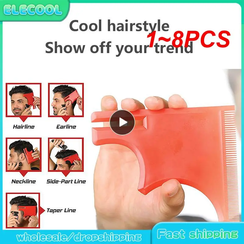 

1~8PCS Multi-Curve Hairline Template Stencil Haircut Tool Guide Hairdressing Style Ruler Compatible With Hair Clipper For