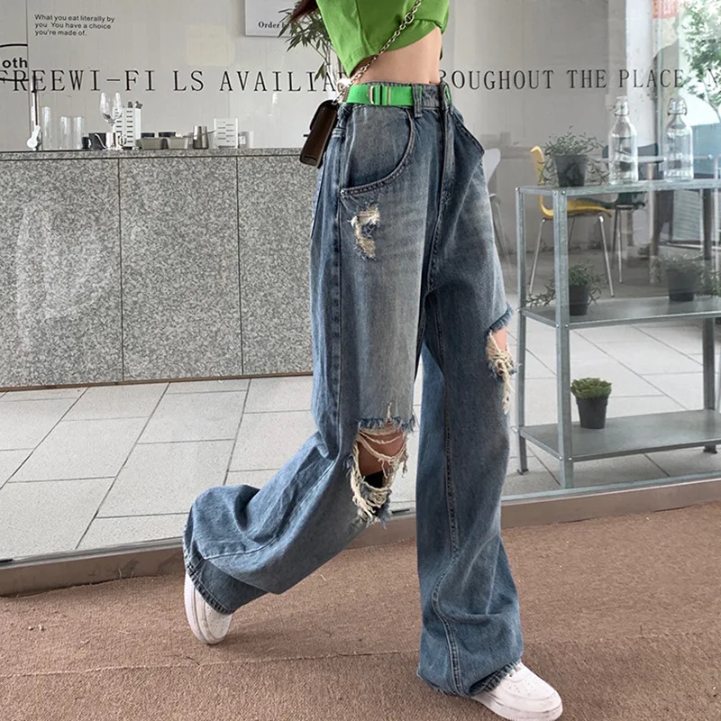 

Hsa Sexy Boyfriend Ripped Jeans woman Bagge Women Holes Destroyed Broken Pants Vintage Female Denim Trousers Distressed Designer