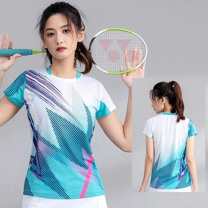 Badminton sports men's and women's short sleeved quick drying breathable top, table tennis competition
