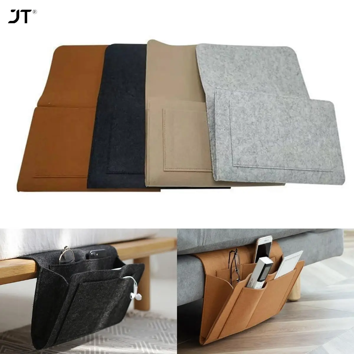 Cotton Bedside Storage Bag Organizer Bed Desk Bag Sofa TV Remote Control  Hanging Bag Storage Organizer Bed Holder Pockets