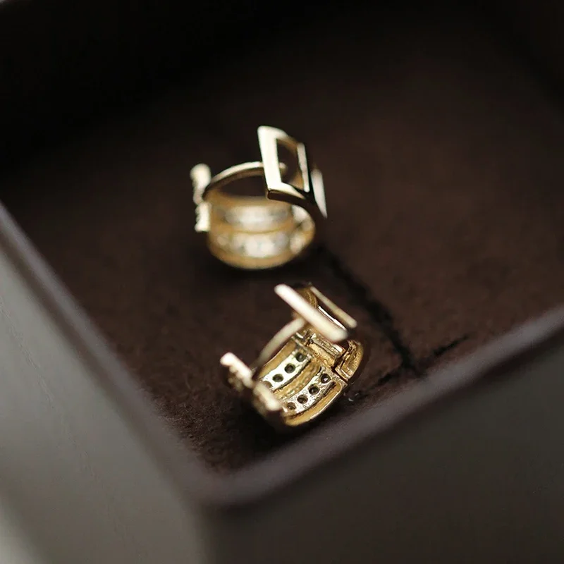 Hoop Earrings Silver Earrings Silver Hoop Earrings 925 Sterling Silver Zircon 6MM Round 18K Gold Hoop Earrings For Women