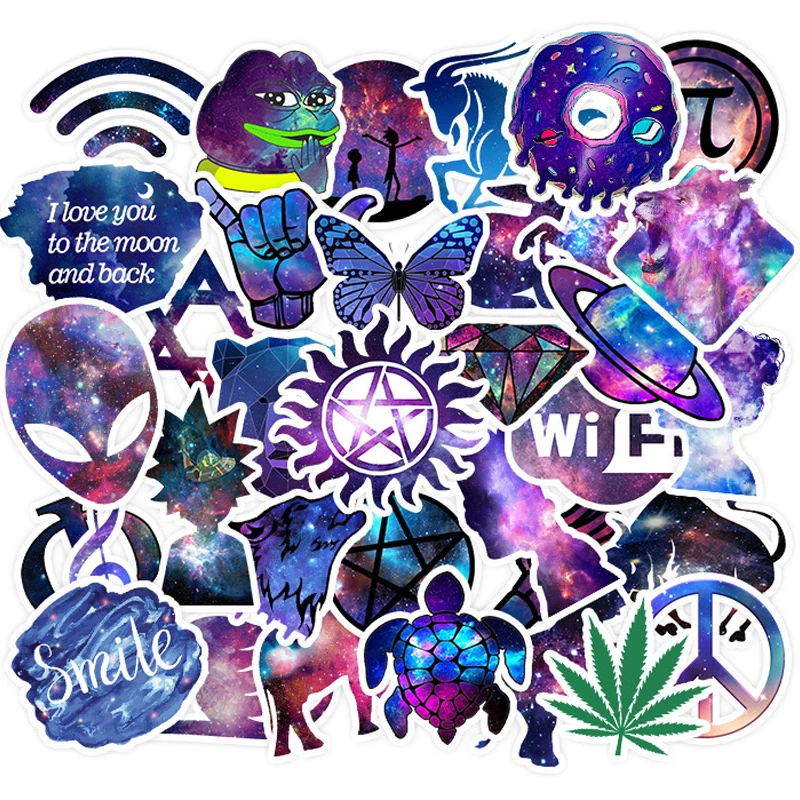

10/35Pcs Galaxy Harajuku Starry Sky Stickers Aesthetic Decals for Car Laptop Guitar Scrapbook Fridge Graffiti Sticker Decal Toys