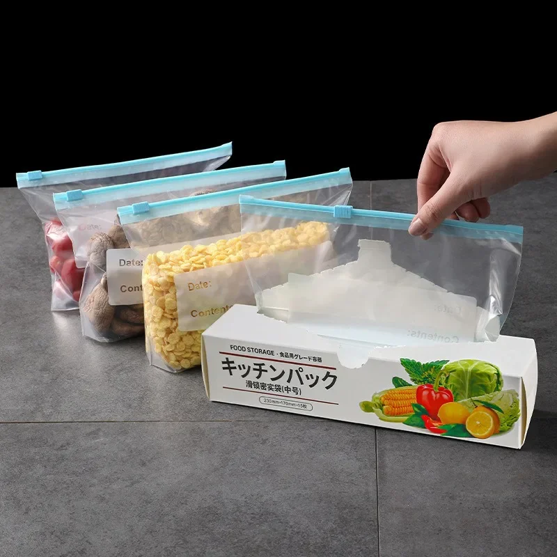 Food Preservation Zipper Self Sealing Bag, Plastic Transparent Reusable Food Box Storage Bag, Can Be Used in Refrigerators