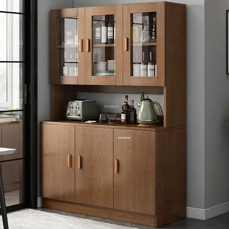 Modern Kitchen Cabinet Multifunctional Wooden Kitchen Cabinet Furniture Locker Glass Sideboard Living Room Wine