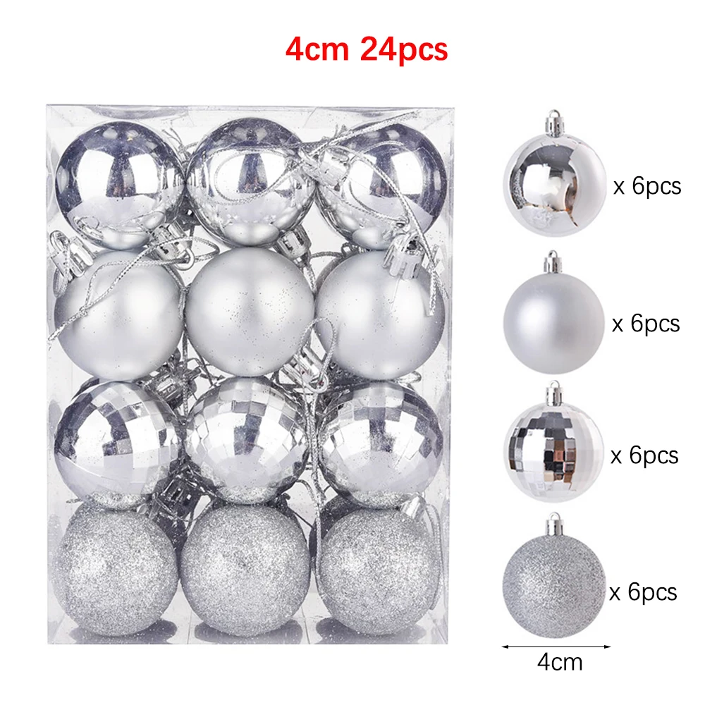 24Pcs Weihnachten Ball Anhänger Dekoration Weihnachten Baum Gold Glitter Hängen Ornament Ball Startseite Weihnachten Party Decor Navidad Geschenk Liefert – Detail 5