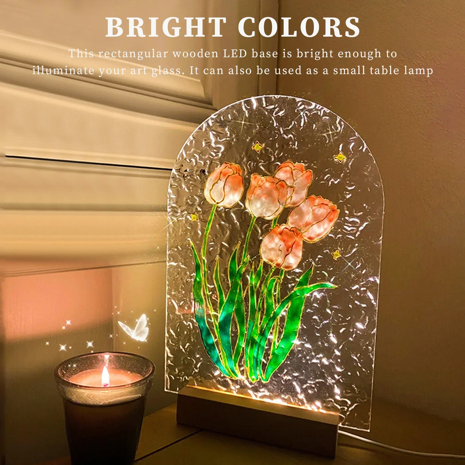 LED wood display base for crystal glass resin art ornament wooden night lamp base led lights decorative lights lamp base led lamp base