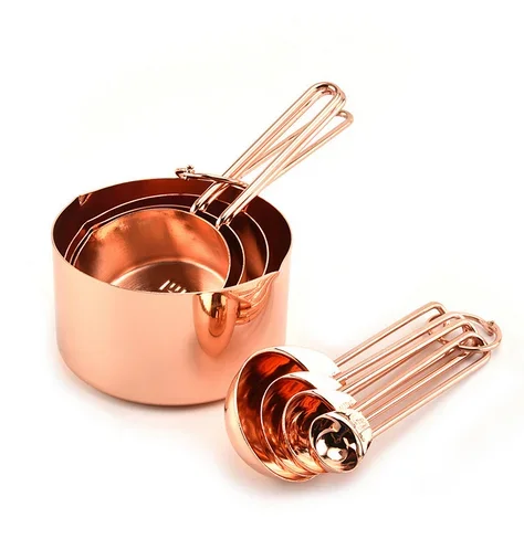 Stainless Steel gram wooden Measuring Cups Spoons Plated Copper Rose Gold Kitchen Baking scale Measuring Spoon Set food scale kitchen measuring spoons measuring spoon set