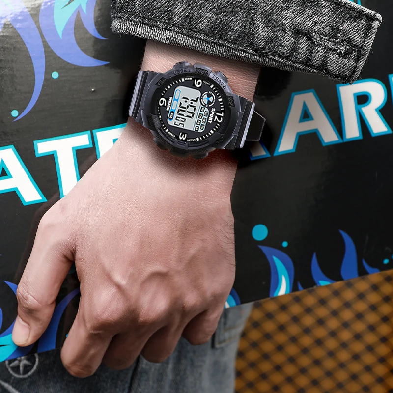 Scde2b986b3de4fd7910e07ea0b5dcc54v Military Digital Watch for Men Outdoor Men's Sports Watches Clock Waterproof Luminous Chronograph Student Electronic Wristwatch Mallzona