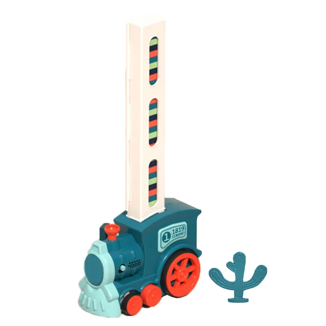 Plastic Domino Train Car with Sound Light Domino Brick Automatic Laying Stacking Domino Train Educational Game Kits for Children 4