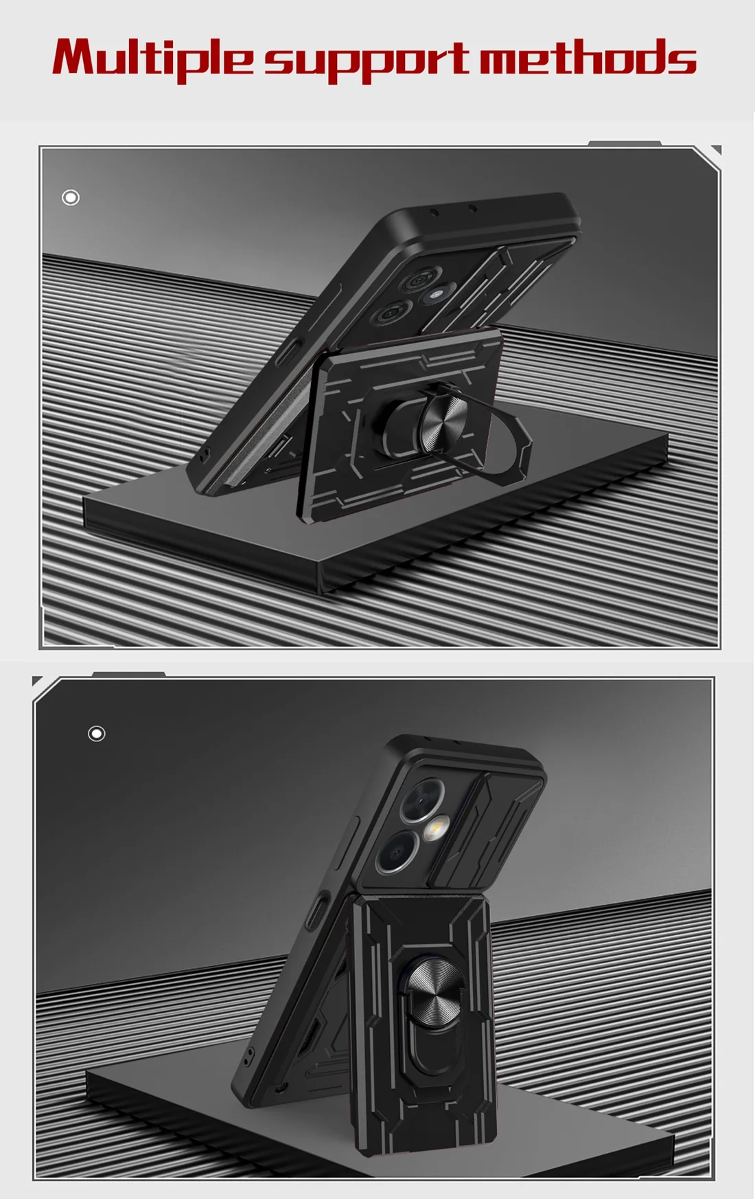 Sleek Protective Moto G Phone Case with Camera Cover, Card Holder, and Kickstand