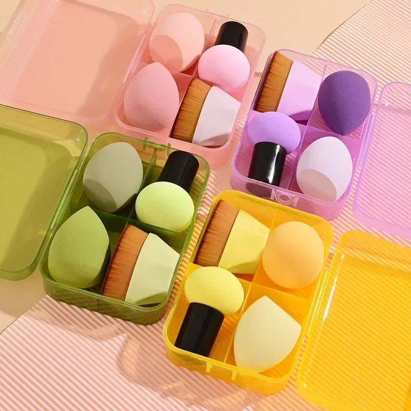 

4Pcs Foundation Magic Brushes Cosmetic Puff Set Soft Sponge Powder Makeup Tool Dry Wet Usable Cushion Puffs Makeup Accessories