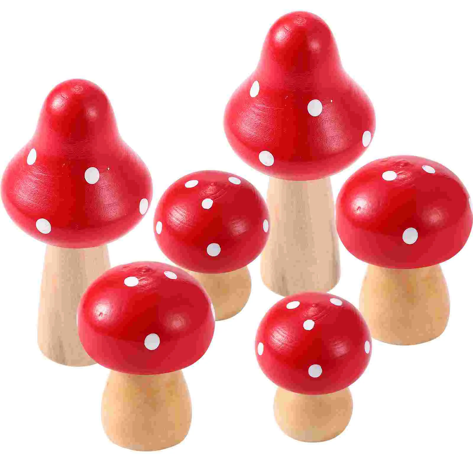 Resin Ornaments 6 Pcs Simulated Wooden Mushroom Gnome Decorations Home Decorate Micro Landscape Garden Moss Table Decorative