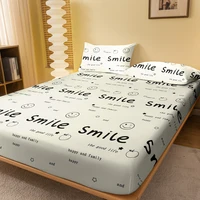 1 Simple modern fun Letter Geometry printed matte Fitted Sheet, bedroom printed bed cover, bedding (excluding pillowcases) 1