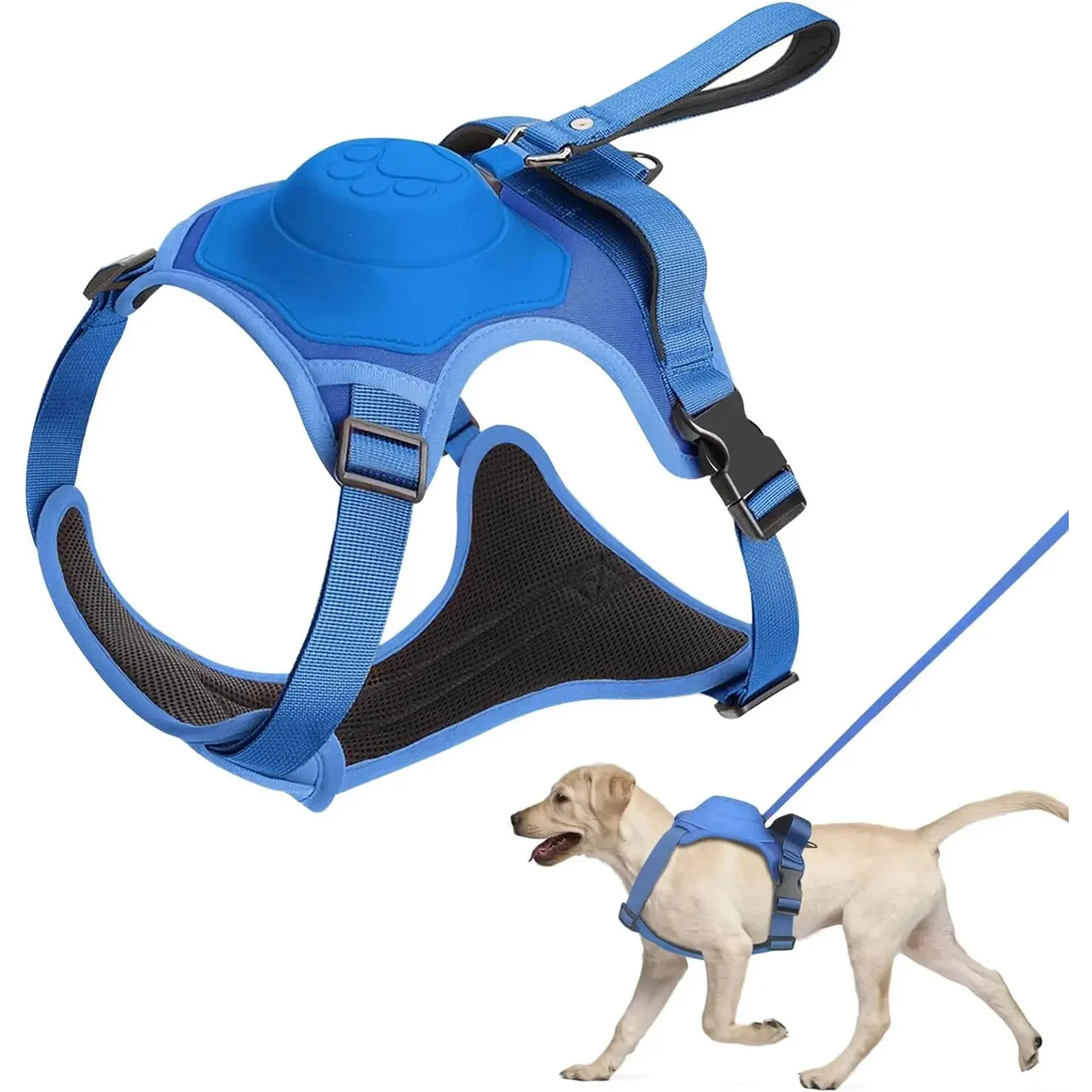 Retractable Dog Harness Leash All-in-One Automatic Impact Flexible Rope Anti-Twist Adjustable Breathable For Medium Large Dog