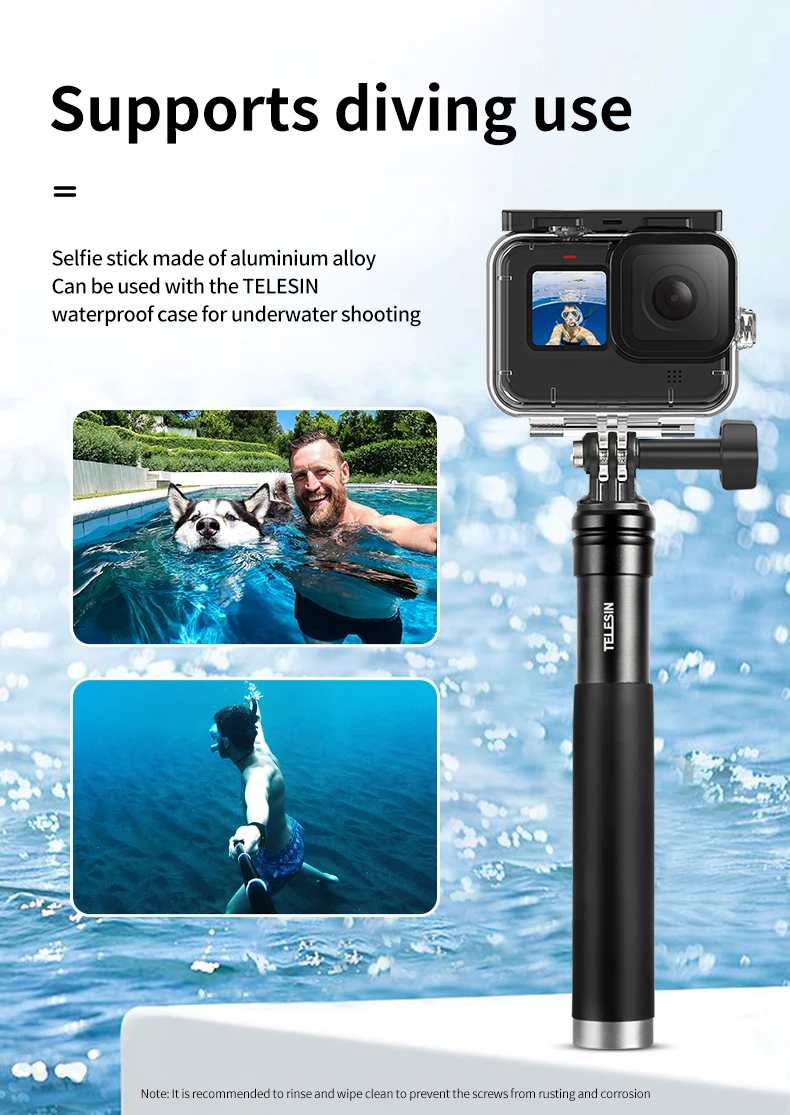 For GoPro Selfie Stick 360° Rotation Foldable Tripod Phone Holder Aluminum Alloy
