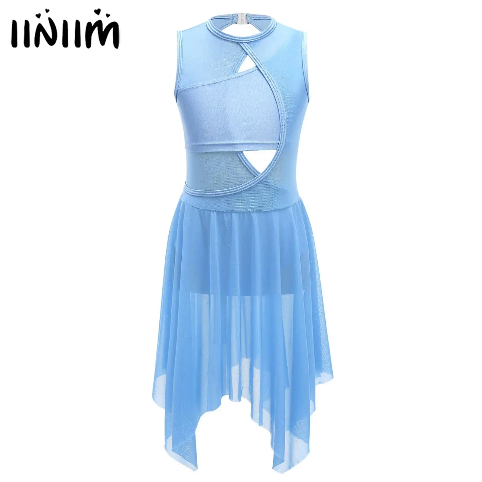 

Kids Girls Gymnastics Leotard Dance Dress Body with Mesh Skirt Dress Modern Contemporary Costumes Ballet Jersey Dance Clothing