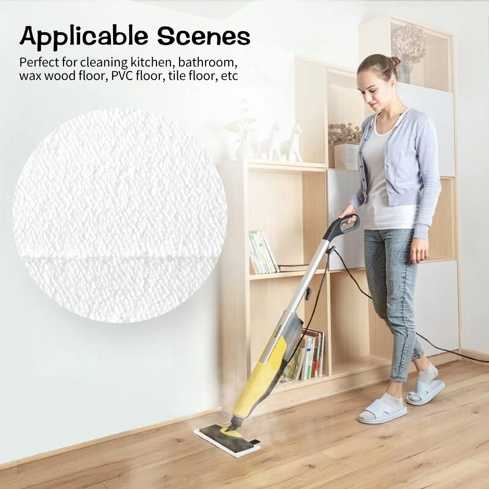 Premium Microfibre Steam Mop Cloth with Glass Scraper and Nylon Brush Accessories