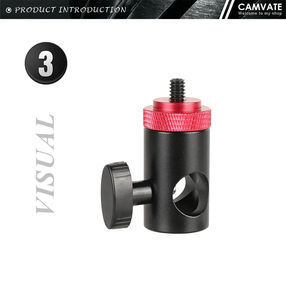 Light Stand Head (16mm ) With 1/4"-20 Thread Screw Mount For Camera Monitor/ Fla