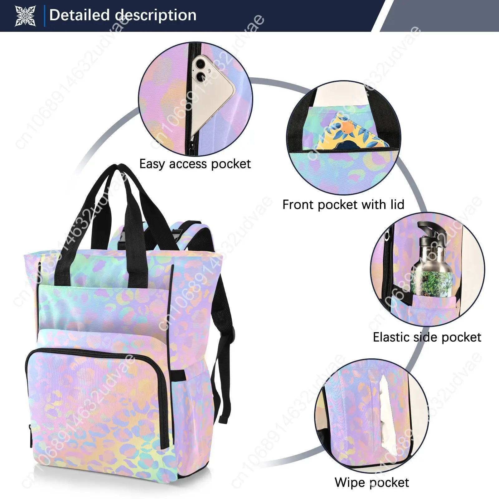 Fashion Mummy Maternity Nappy Large Capacity Nappy Bag Leopard Print Travel Backpack Nursing Bag For Baby Care Women's Bag