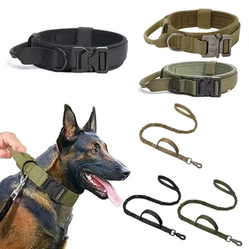 Adjustable Military Tactical Nylon Dog Collar and Leash Set - Durable Training Collar for Dogs - 1PC 5