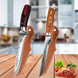 Stainless Steel Boning Knife Barbecue Knife  High Carbon Butcher Knife Japanese  Kitchen Knife Wood Handle Meat Cleaver