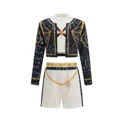 Girls' Pop Star Cosplay Costume - Fashionable Performance Dress for Stage and Party (3 PCS A)