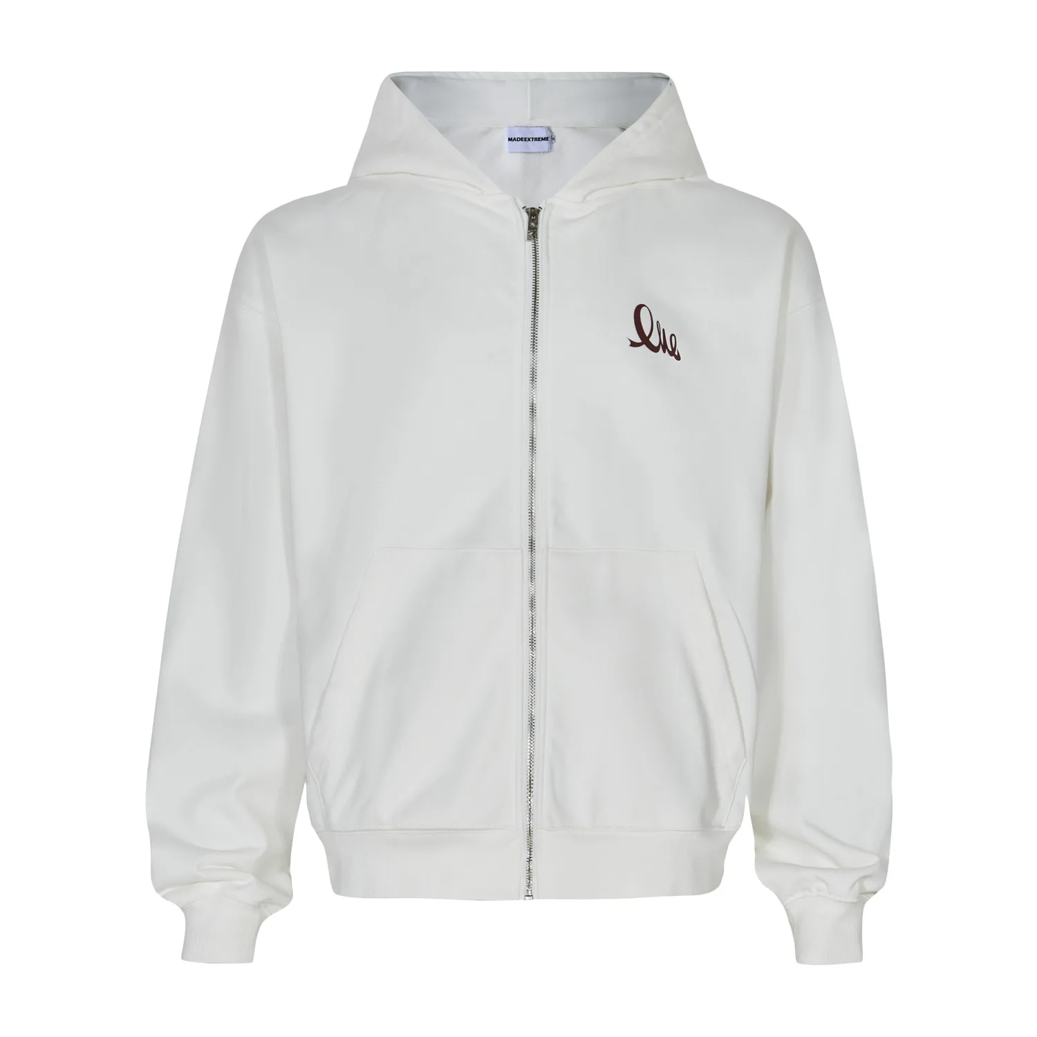 

Monogrammed zipper ornate fleece hoodie
