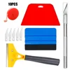 KTM 10pcs Car Window Tinting Tool Kit Film Smoothing Tool  Vinyl Felt Squeegee Glass Scraper Vinyl Cutter Carving Knife&Blades F 1