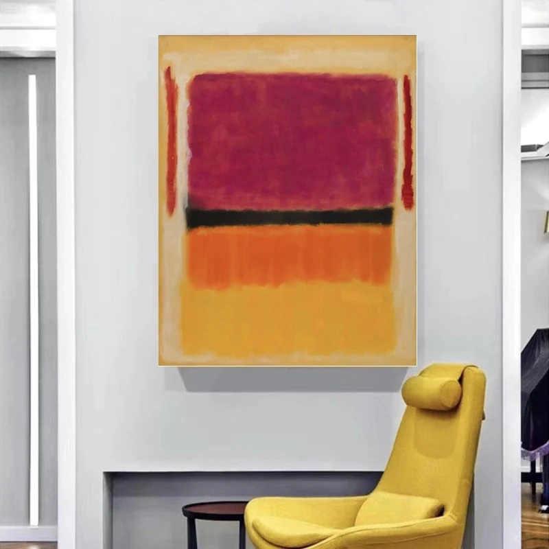 

High Quality 100%Hand Painted Mark Rothko Abstract Yellow and Red Color Oil Painting on Canvas Modern Wall Art for Home Decor