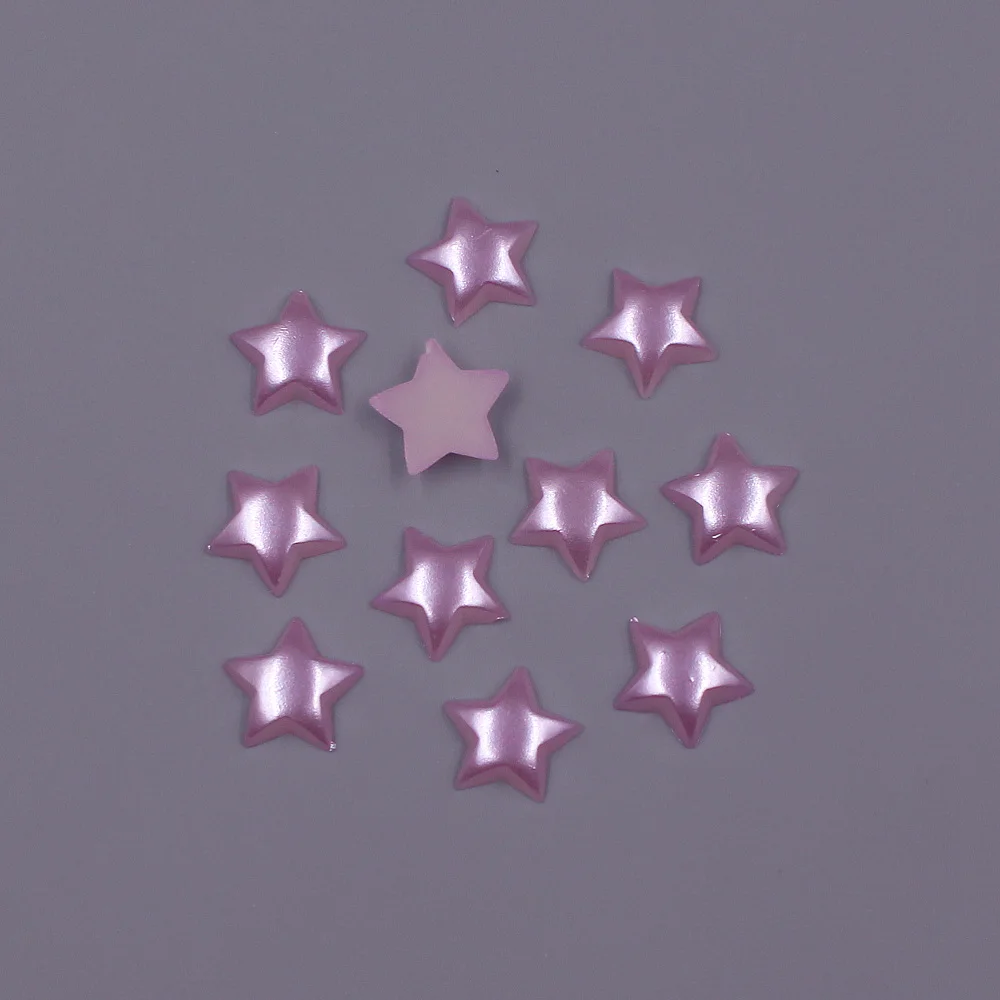 10MM 100pcs 별 모양 느슨한 구슬 ABS 모조 진주 플랫 백 비즈 DIY 쥬얼리 의류 전화 공예 스크랩북 장식