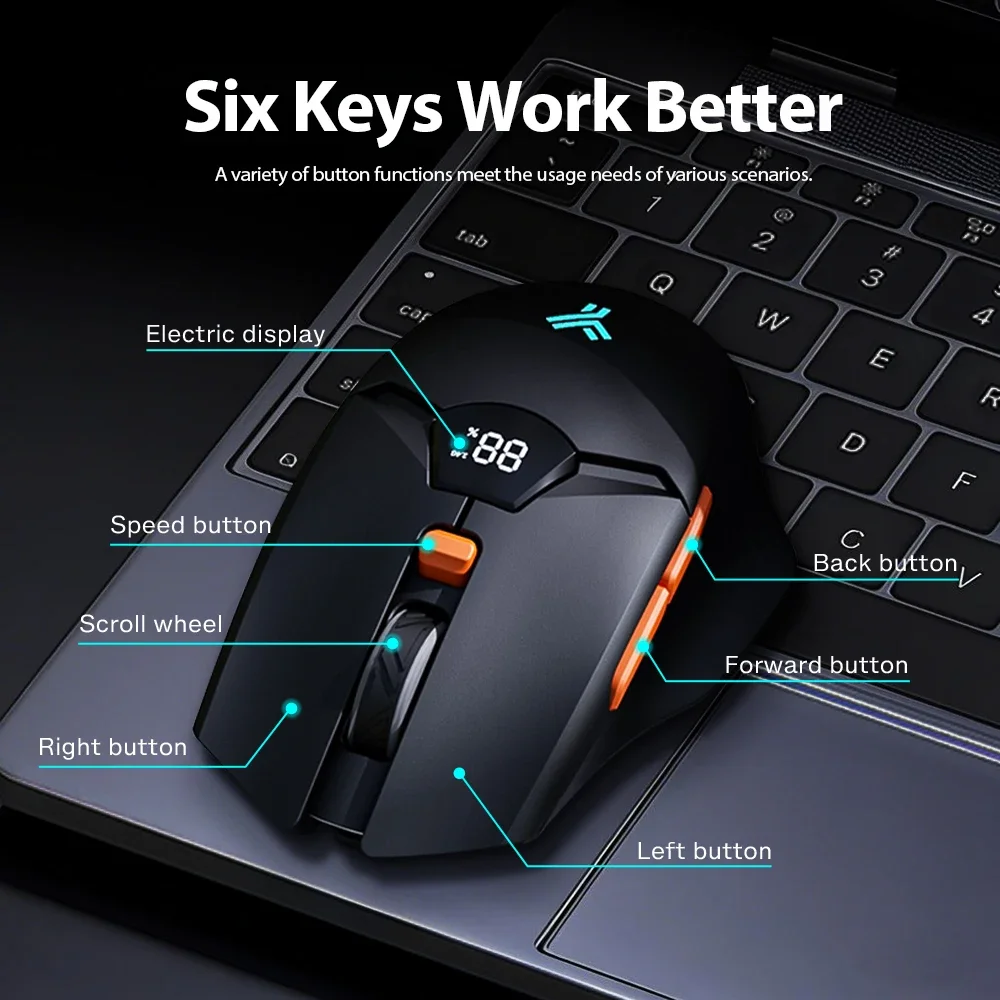 Ergonomic Wireless & Bluetooth Mouse with Adjustable DPI and Long-lasting Battery - Black & Grey White
