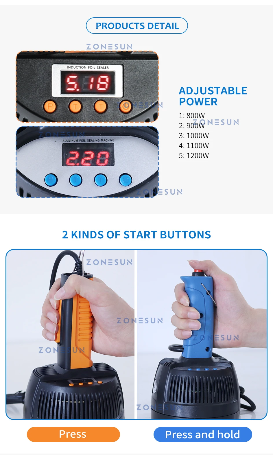 ZONESUN ZS-DL800 Manual Electromagnetic Induction Sealing Machine