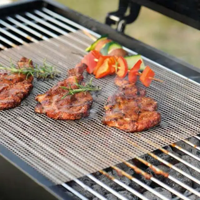 Bbq Grill Háló Nem Tapadó Hálószőnyeg 3 Nagy Teherbírású Hálógrill-Szőnyegű Barbecue Kiegészítő 13X15.7 - Image 4