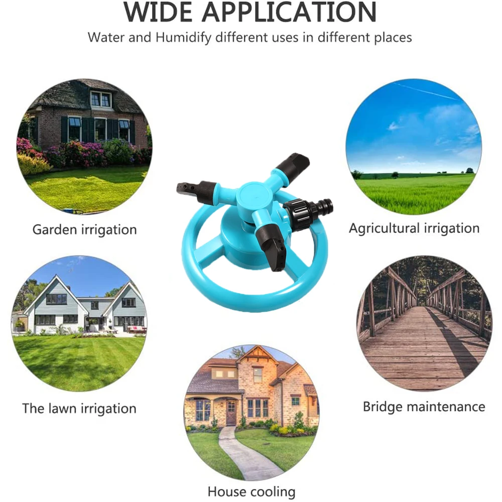 360 &deg; Garden Sprinkler Automatic Watering Rotating City Watering Lawn 3-arm Sprinkler Garden Irrigation Tool